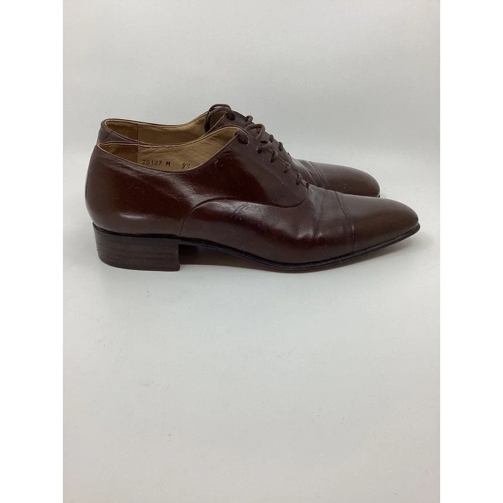 Bruno Magli Bolzano Mens Brown Leather Cap Toe Oxford Dress Shoes Italy 9.5 M